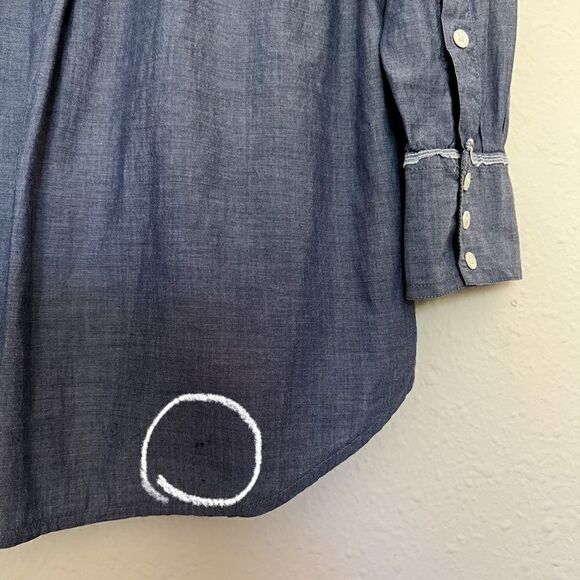 J. Crew Chambray Convertible Sleeve Cotton Half Button Down Shirt Size Small - Picture 7 of 7